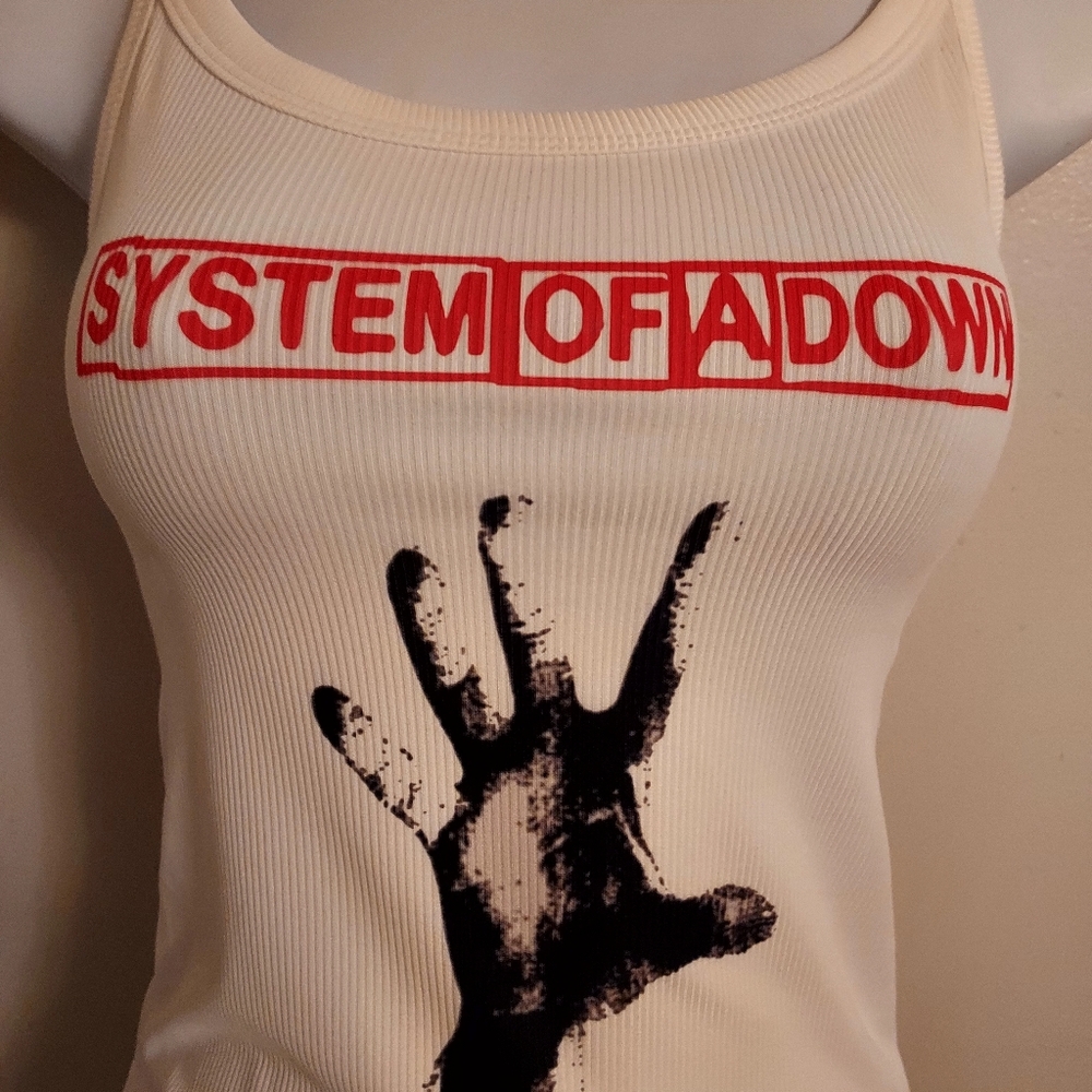 System of a Down tank top Toxicity self titled album hand album Shirt Can Crop